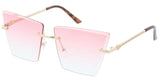 Item: 5203 Women's Metal Large Square Rimless Diamond Cut Lens