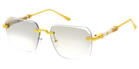 Item: 5331 Unisex Metal Large Vintage Inspired Rectangular Rimless Frame w/ Diamond Cut Lens