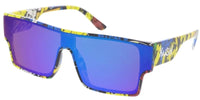 Item: 80460KSH "KUSH" Men's Plastic Medium Rectangular Shield Multi-Colored Printed Frame