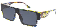 Item: 80460KSH "KUSH" Men's Plastic Medium Rectangular Shield Multi-Colored Printed Frame