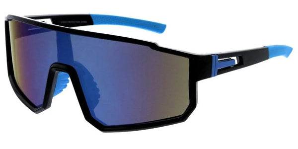 Item: 80652ME/REV  Men's Plastic Large Sports Shield w/ Color Spectrum Mirror Lens