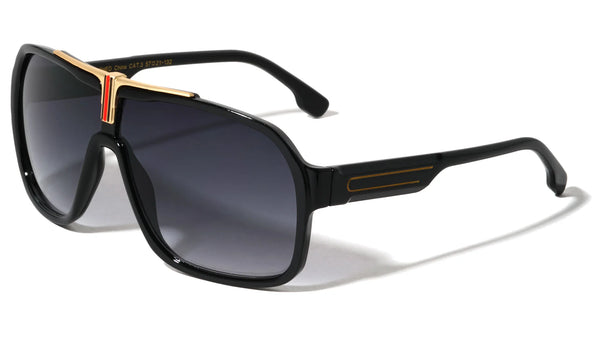 Item:  AV-5482 Gold Curved Line Accent Temple Modern Aviators