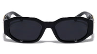 Item: P30344-BLK  Black Geometric Rectangle Tiger Emblem