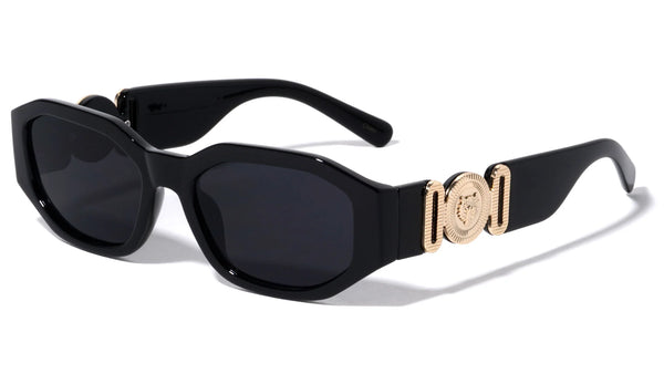 Item: P30344-BLK  Black Geometric Rectangle Tiger Emblem