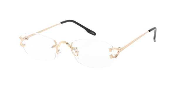 4922CLRCLR   Unisex Metal Small Rimless Vintage Inspired Frame w/ Clear Lens