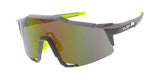 Title: 7815KSH/RV  "KUSH"  Plastic Sport Large Half Frame Shield w/ Rubber Anti-Slip Inserts and Color Mirror Lens