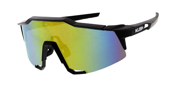 Title: 7815KSH/RV  "KUSH"  Plastic Sport Large Half Frame Shield w/ Rubber Anti-Slip Inserts and Color Mirror Lens