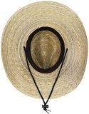Mexican Palm Leaf Cowboy Hat with Chin Strap, Sombreros de Hombre de Palma, Natural, One Size-Unit of Sale: Dozen