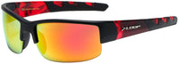 Item: 8X2607-FLAME "XLOOP" Flame Printed Temple Polymer Semi Rimless Wrap Unisex Shades
