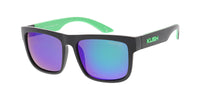 Item: KU-POL008RV KUSH Large Flat Top Double Injection Rubber Accent Frame w/ Color Mirror Polarized Lens