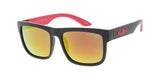 Item: KU-POL008RV KUSH Large Flat Top Double Injection Rubber Accent Frame w/ Color Mirror Polarized Lens
