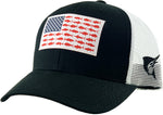 Item: TACTICAL-003 BLK-WHT USA FISH FLAG MESH BACK BALLCAP-Unit of Sale: Dozen